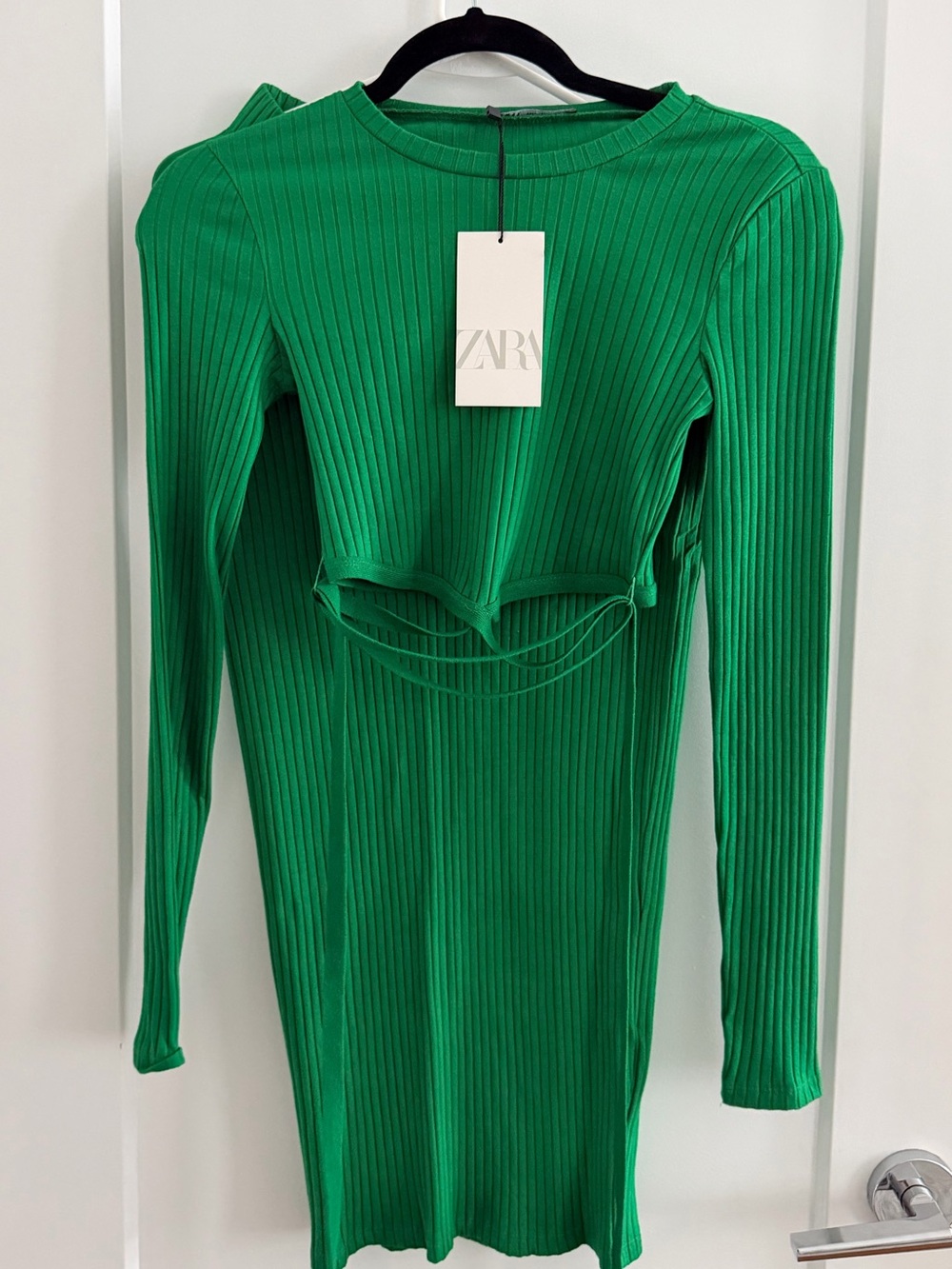 NWT Zara Green Ribbed Crop Top & Midi Skirt Matching Set S